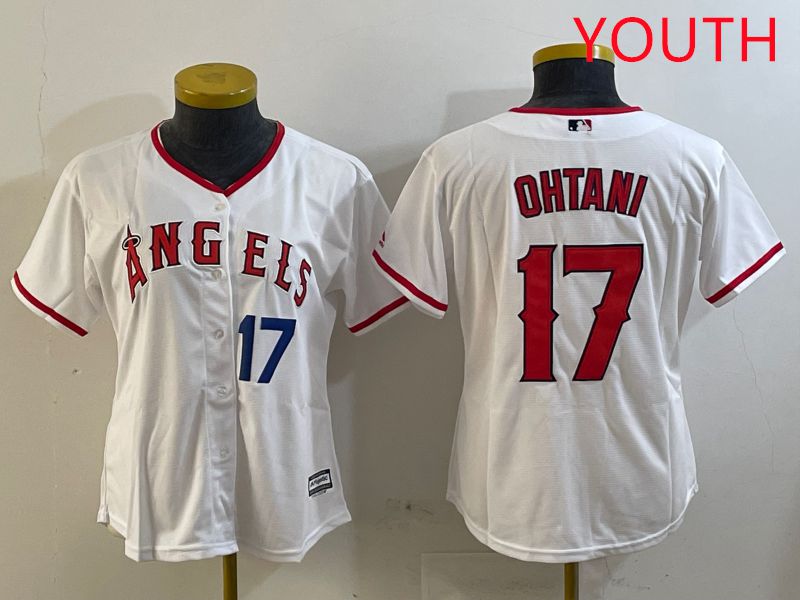 Youth Los Angeles Angels #17 Ohtani White Game 2025 Nike MLB Jersey style 4
